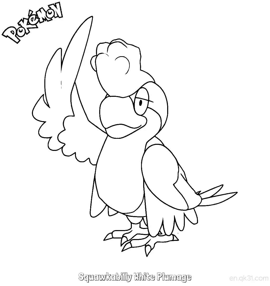Squawkabilly White Plumage Coloring Page - Free Printable Pokemon Coloring Sheets – Free Printable Coloring Page for Kids and Adults